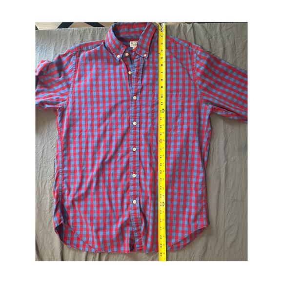 J.Crew Men’s Red Blue Gingham Button Down Shirt Long Sleeve Size Medium - Picture 5 of 6